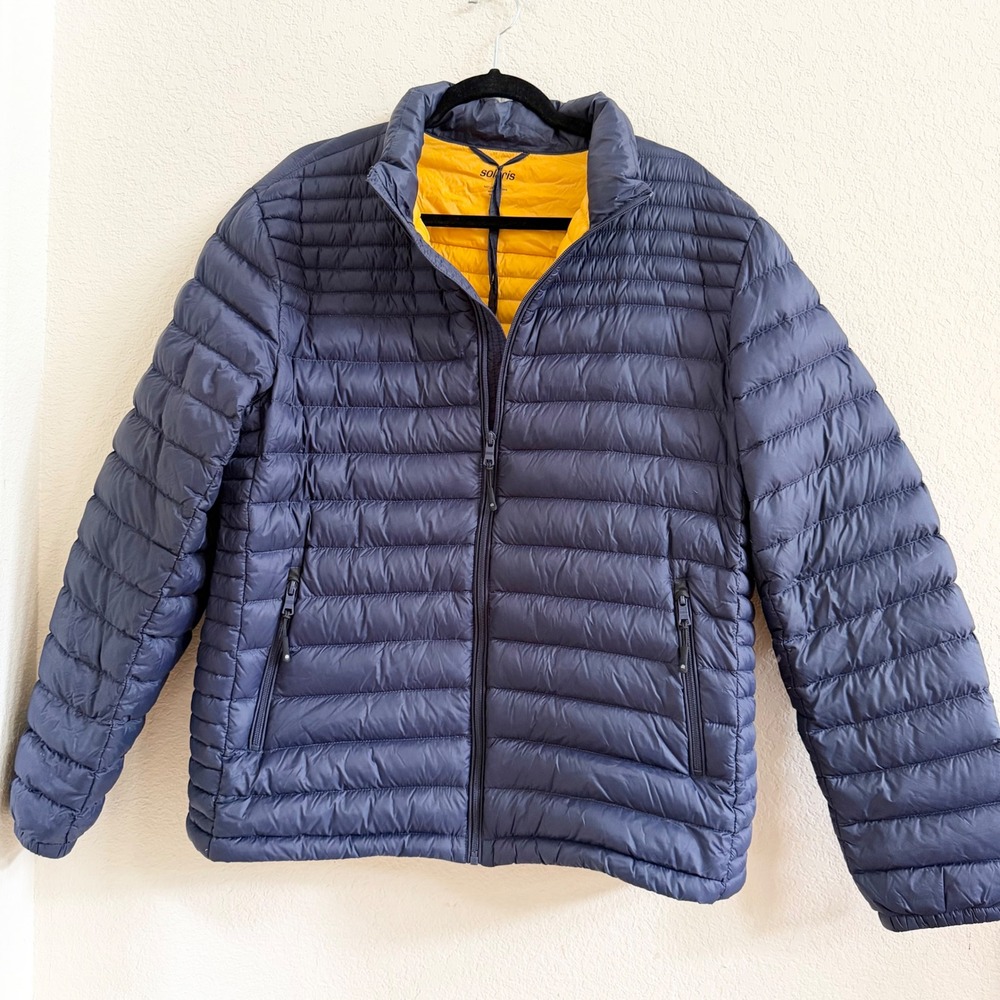 Solaris Mens Large Packable Natural Down Puffer Jacket Snow Ski